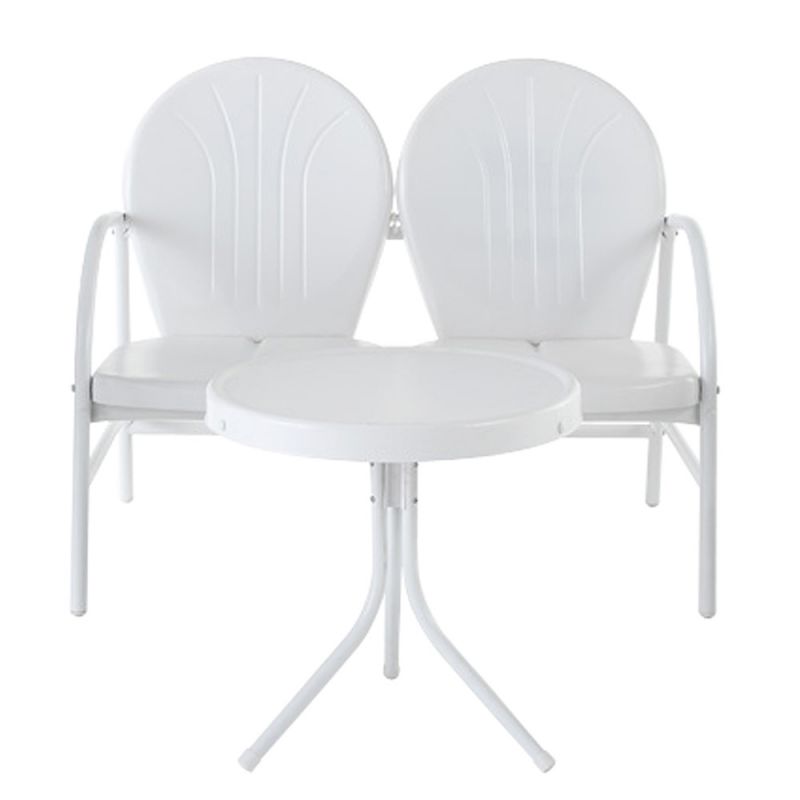 Crosley Furniture - Griffith 2 Piece Metal Outdoor Conversation Seating Set - Loveseat & Table in White Finish - KO10006WH