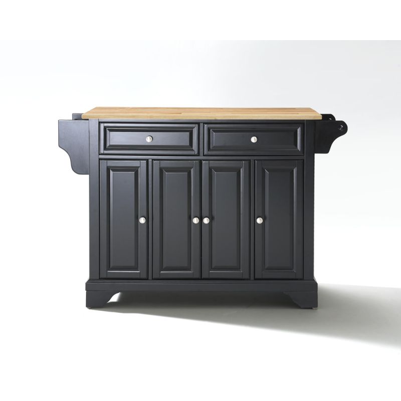 Crosley Furniture - LaFayette Natural Wood Top Kitchen Island in Black Finish - KF30001BBK
