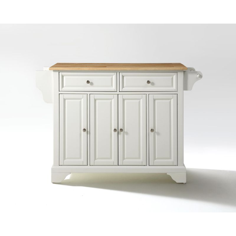 Crosley Furniture - LaFayette Natural Wood Top Kitchen Island in White Finish - KF30001BWH