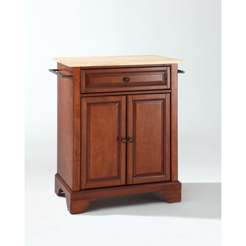 Crosley Furniture - LaFayette Natural Wood Top Portable Kitchen Island in Classic Cherry Finish - KF30021BCH