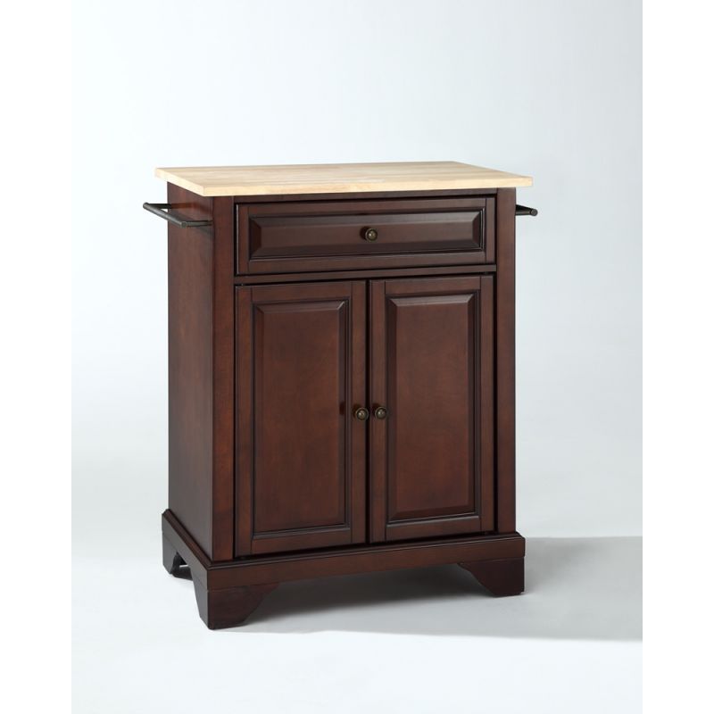 Crosley Furniture - LaFayette Natural Wood Top Portable Kitchen Island in Vintage Mahogany Finish - KF30021BMA