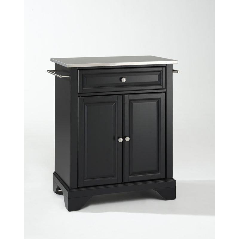 Crosley Furniture - LaFayette Stainless Steel Top Portable Kitchen Island in Black Finish - KF30022BBK