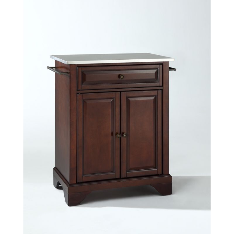 Crosley Furniture - LaFayette Stainless Steel Top Portable Kitchen Island in Vintage Mahogany Finish - KF30022BMA