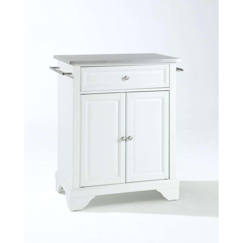 Crosley Furniture - LaFayette Stainless Steel Top Portable Kitchen Island in White Finish - KF30022BWH