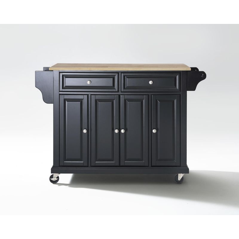 Crosley Furniture - Natural Wood Top Kitchen Cart/Island in Black Finish - KF30001EBK