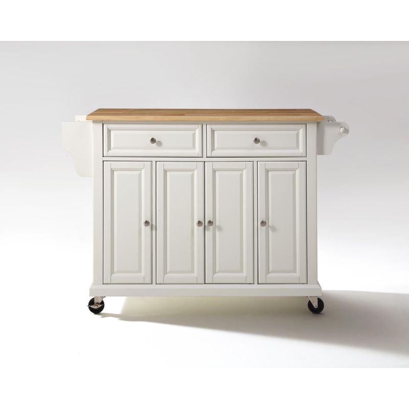 Crosley Furniture - Natural Wood Top Kitchen Cart/Island in White Finish - KF30001EWH