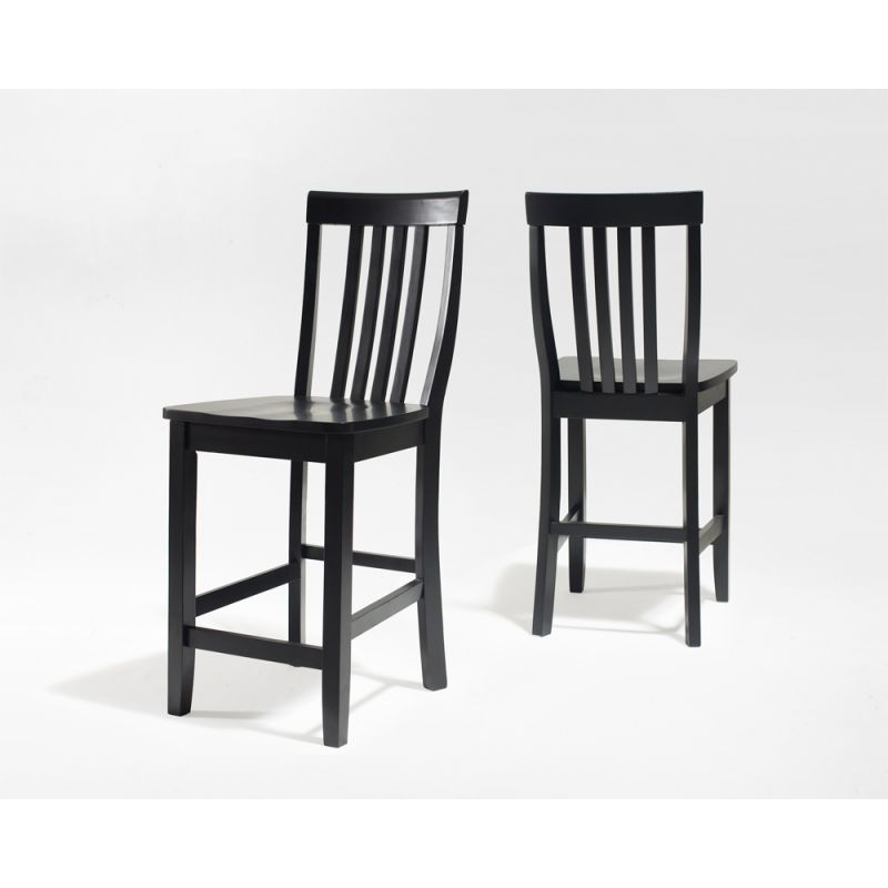 Crosley Furniture - School House Bar Stool in Black Finish with 24 Inch Seat Height - (Set of 2) - CF500324-BK