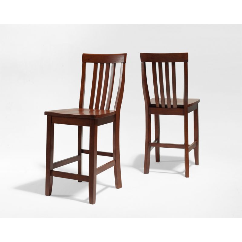 Crosley Furniture - School House Bar Stool in Classic Cherry Finish with 24 Inch Seat Height - (Set of 2) - CF500324-CH