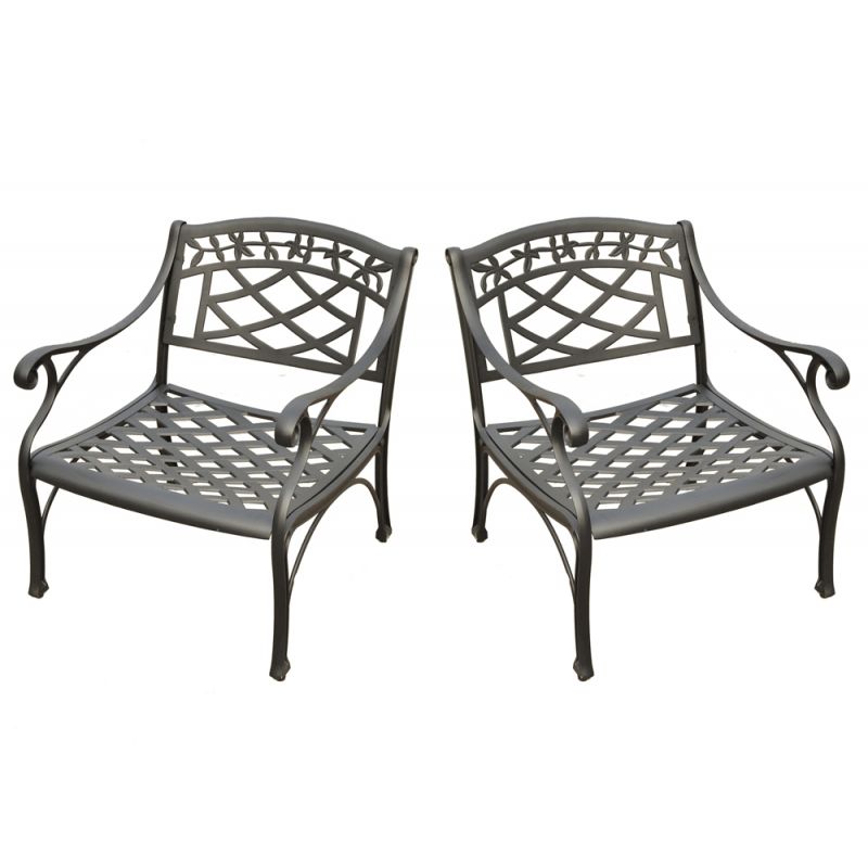 Crosley Furniture - Sedona 2 Piece Cast Aluminum Outdoor Conversation Seating Set - 2 Club Chairs Black Finish - KO60006BK