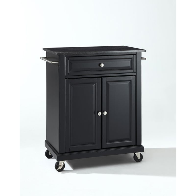 Solid Granite Top Portable Kitchen Cart/Island - Black - Crosley