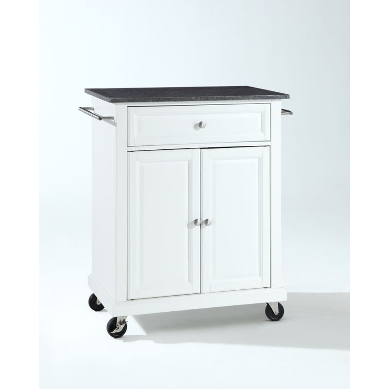 Crosley Furniture - Solid Black Granite Top Portable Kitchen Cart/Island in White Finish - KF30024EWH