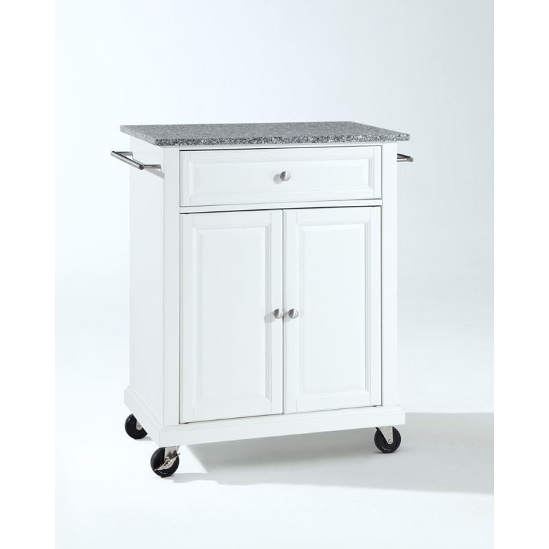 Crosley Furniture - Solid Granite Top Portable Kitchen Cart/Island in White Finish - KF30023EWH