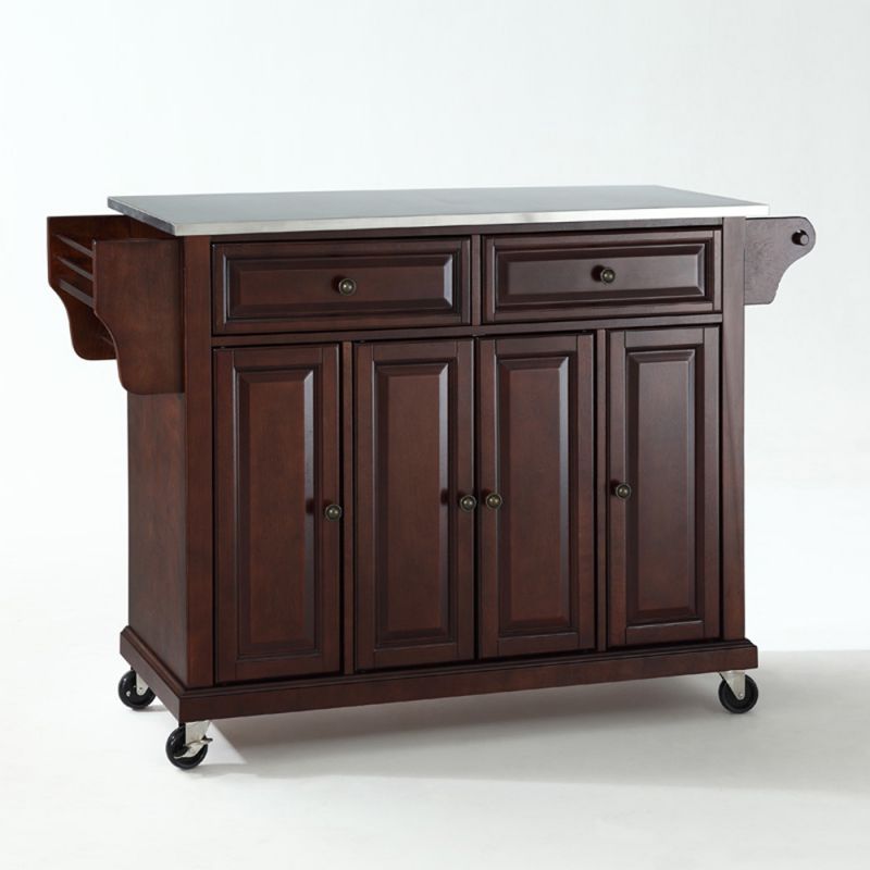 Crosley Furniture - Stainless Steel Top Kitchen Cart/Island in Vintage Mahogany Finish - KF30002EMA