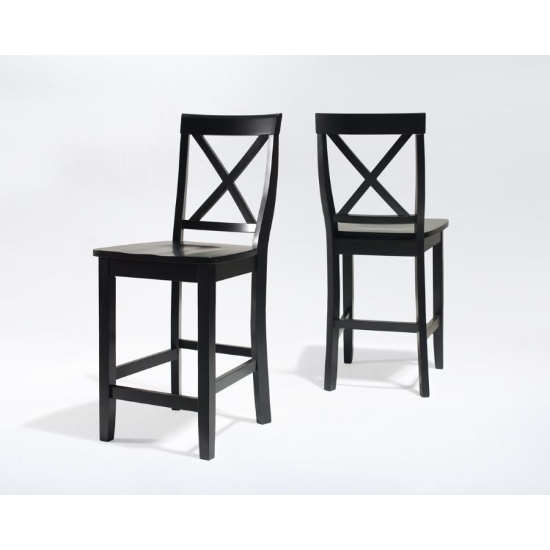 Crosley Furniture - X-Back Bar Stool in Black Finish with 24 Inch Seat Height - (Set of 2) - CF500424-BK