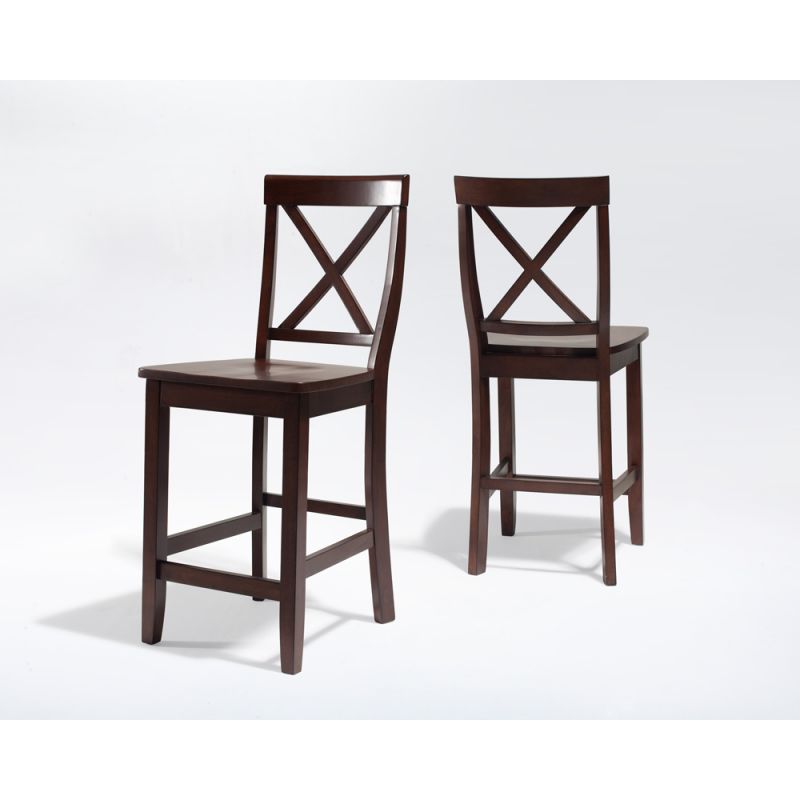 Crosley Furniture - X-Back Bar Stool in Vintage Mahogany Finish with 24 Inch Seat Height - (Set of 2) - CF500424-MA