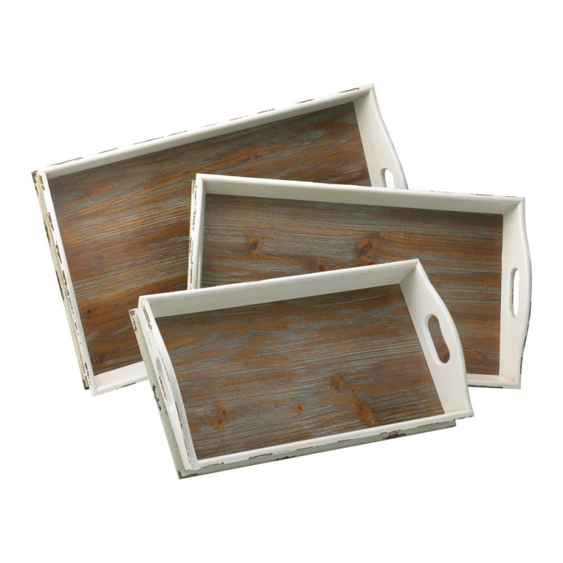 Cyan Design - Alder Nesting Trays (Set of 3) in Distressed White and Gray - 02470 - CLOSEOUT
