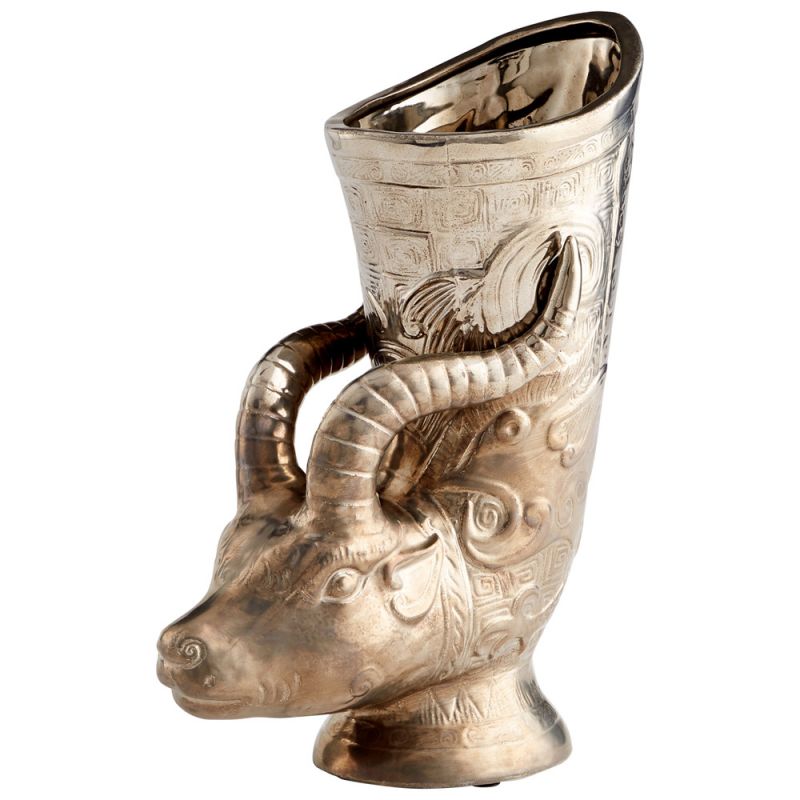 Cyan Design - Bharal Headed Vase in Polished Pewter - 09857