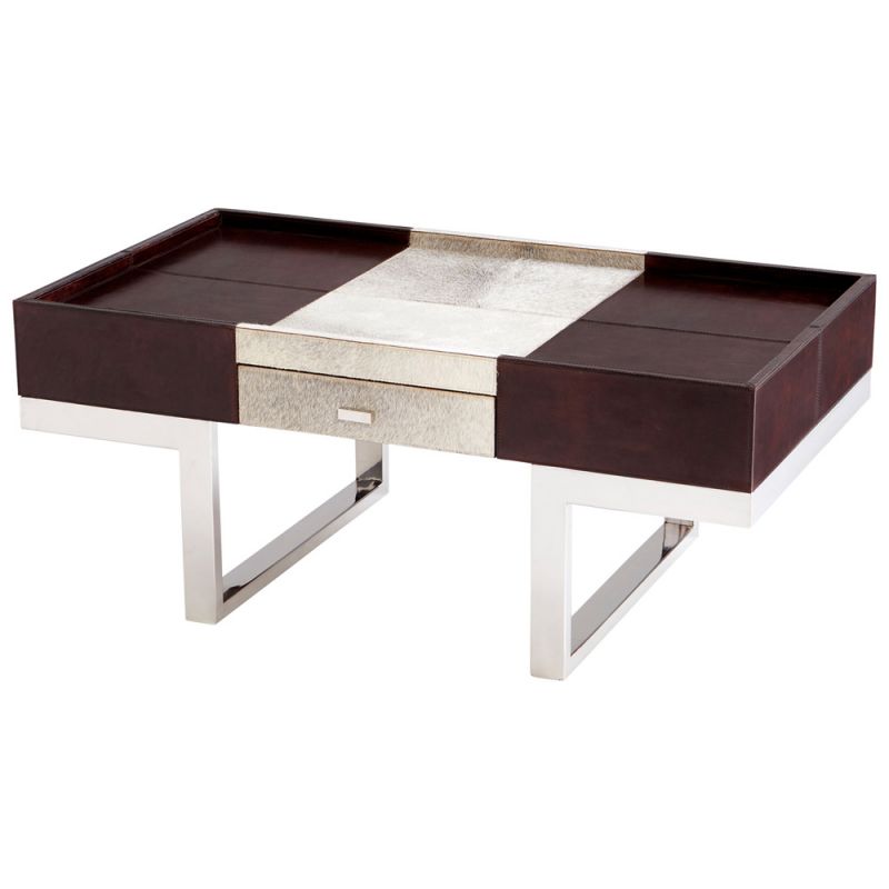 Cyan Design - Curtis Coffee Table in Stainless Steel and Brown - 09754