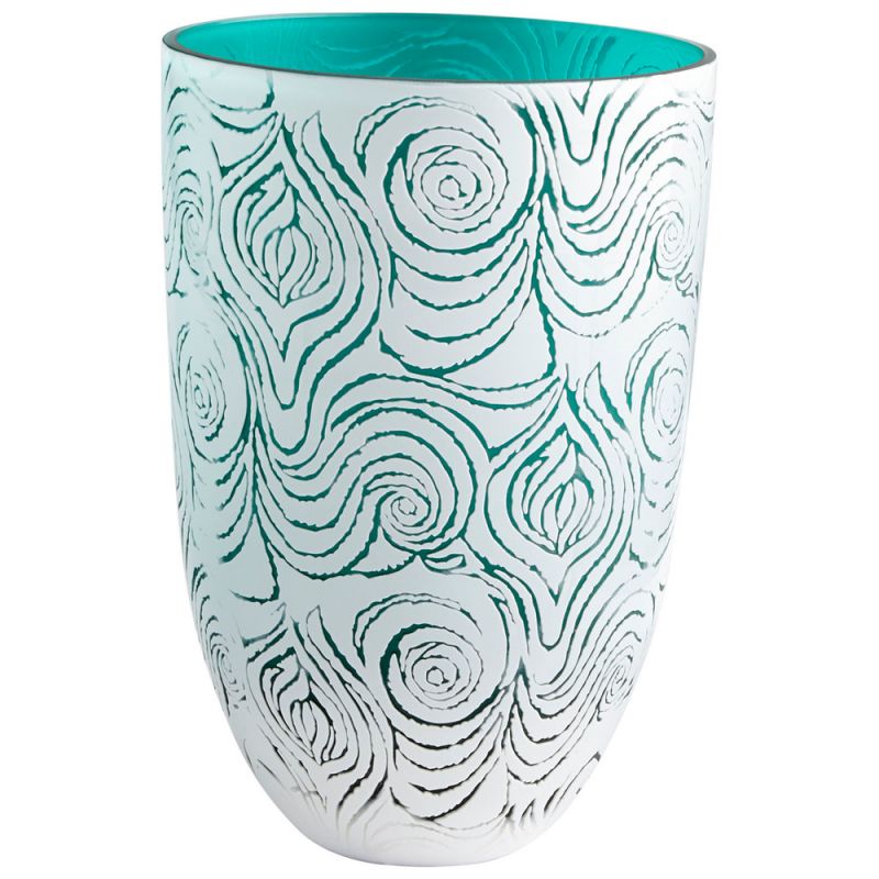 Cyan Design - Destin Vase in White and Green - Large - 08804 - CLOSEOUT