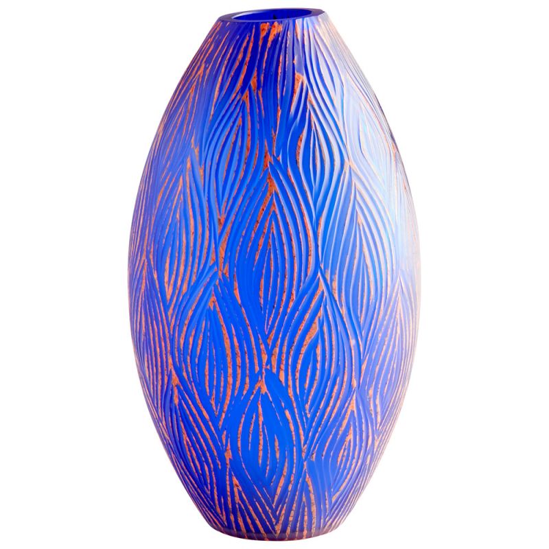 Cyan Design - Fused Groove Vase in Blue - Small - 10032