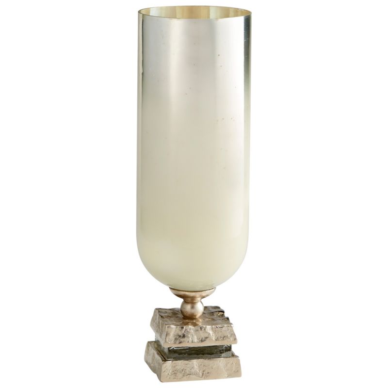 Cyan Design - Isadora Vase in Nickel and Snow White Glass - Small - 09772 - CLOSEOUT