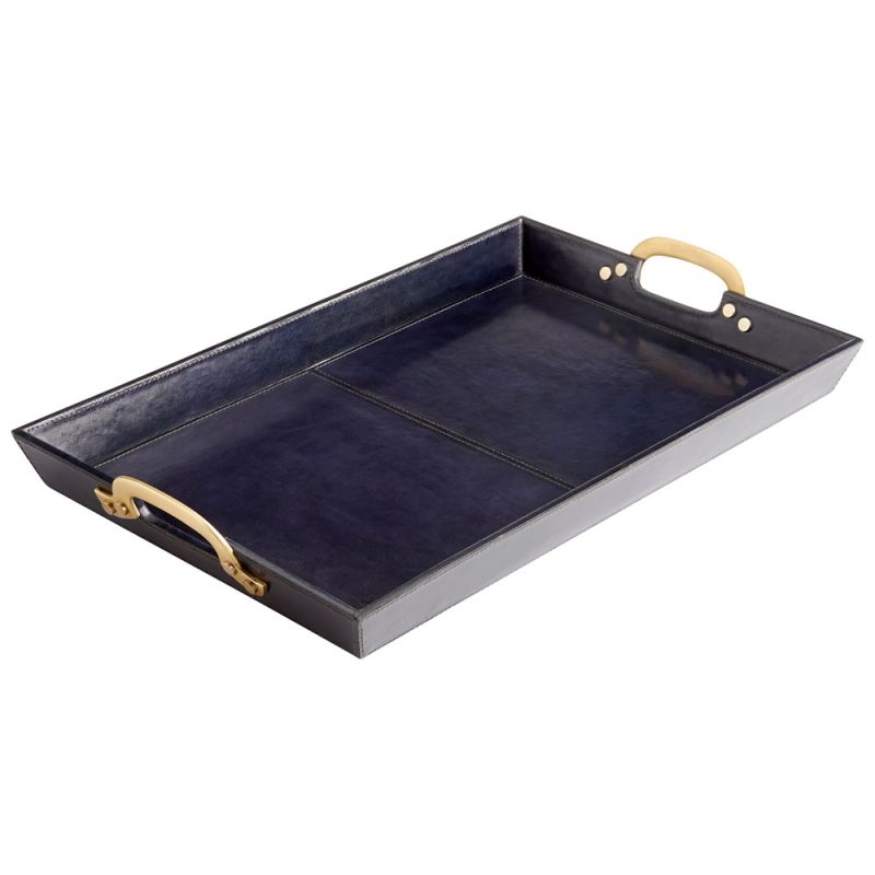 Cyan Design - McQueen Tray in Blue and Antique Brass - 10718