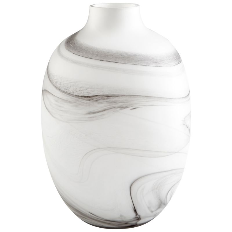 Cyan Design - Moon Mist Vase in White and Black Swirl - Large - 10469