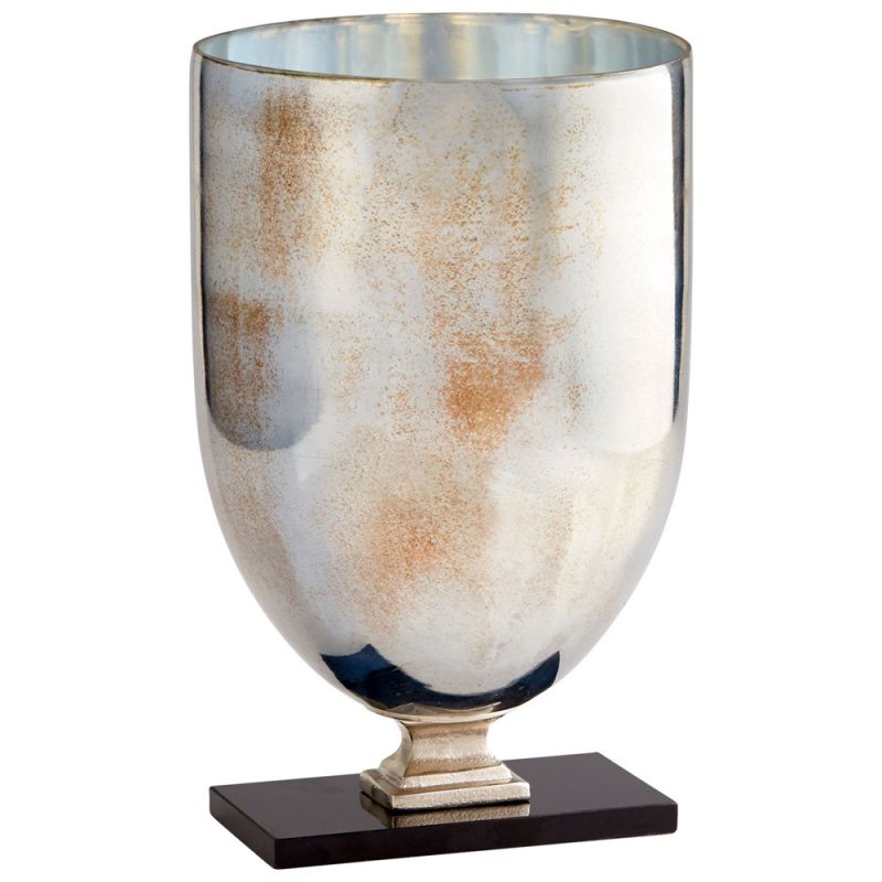 Cyan Design - Odetta Vase in Nickel and Verdi Platinum Glass - Large - 09769 - CLOSEOUT
