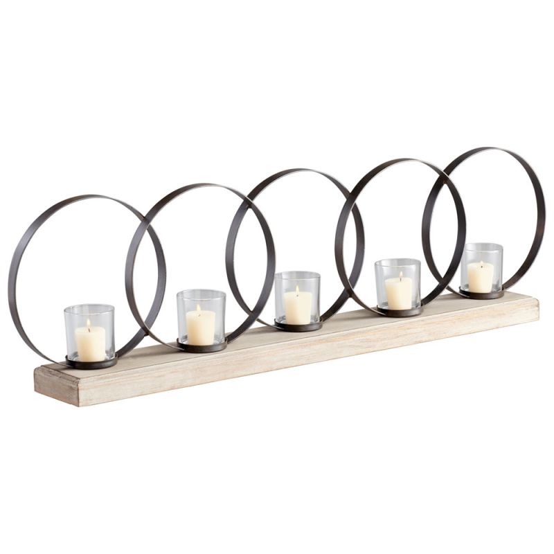 Cyan Design - Ohhh Five Candle Candleholder in Raw Iron and Natural Wood - 05085