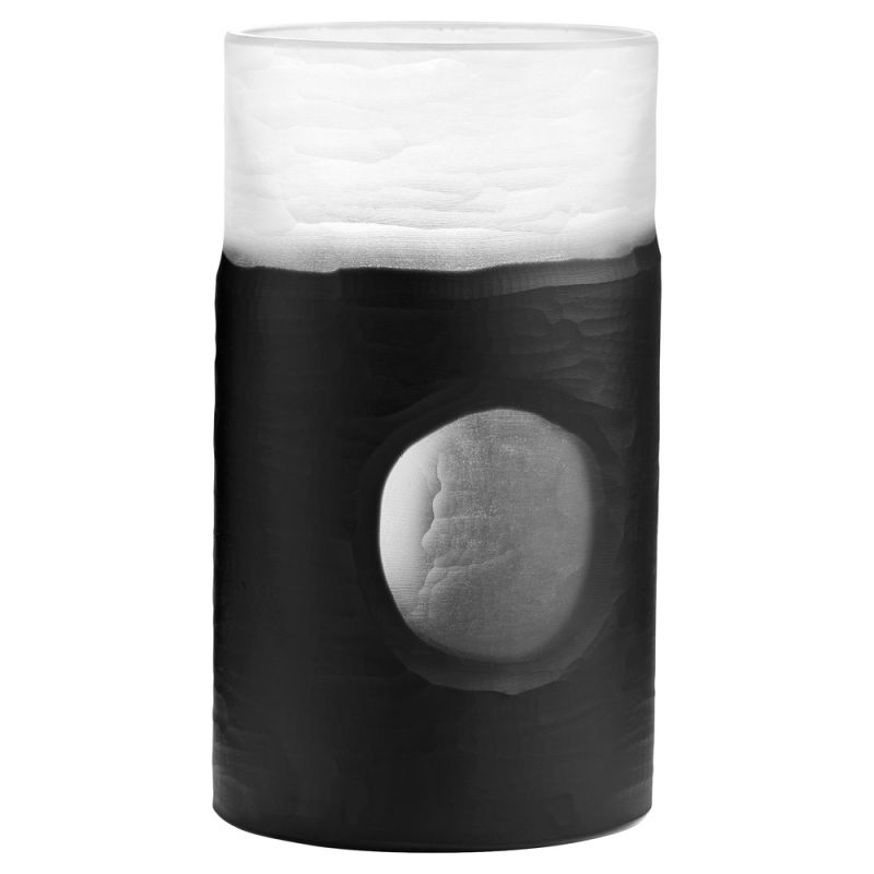 Cyan Design - Ominous Frost Vase Short in Clear and Black - 11256