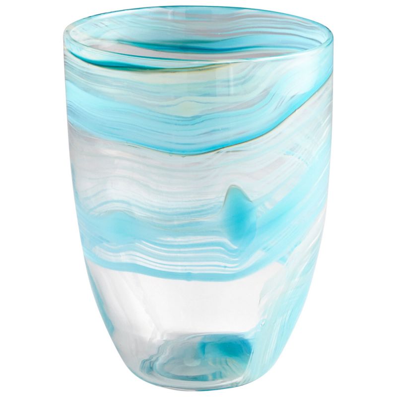 Cyan Design - Sky Swirl Vase in Sky Blue and White - Small - 09451