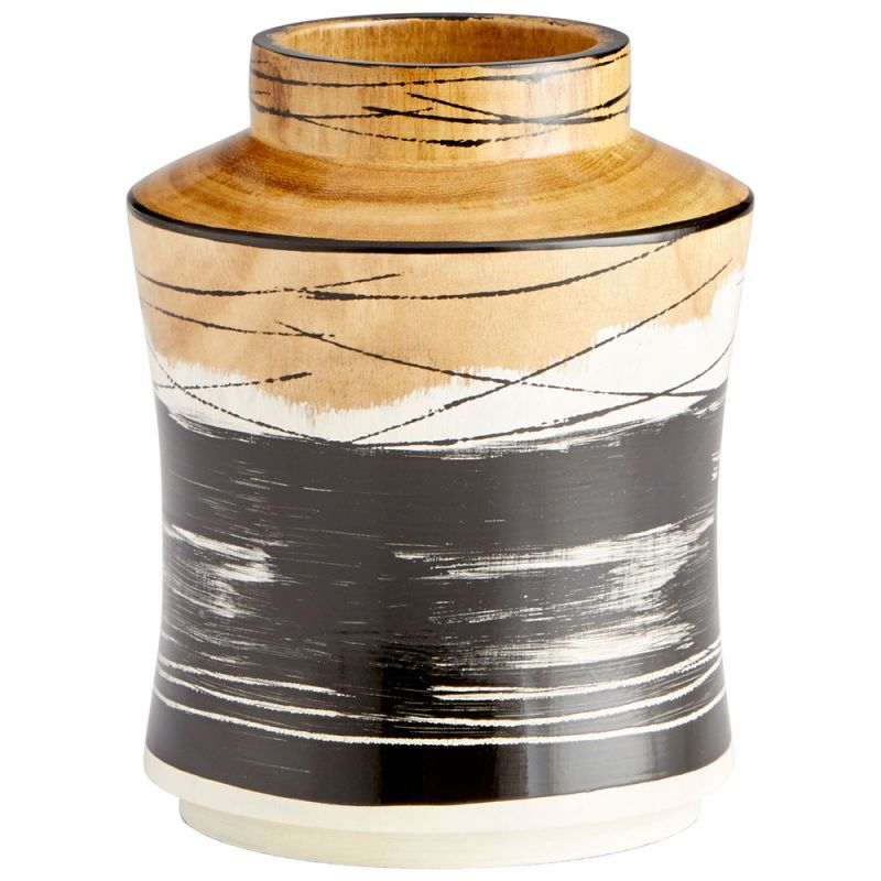 Cyan Design - Snow Flake Vase in Black & White & Walnut - Small - 09869