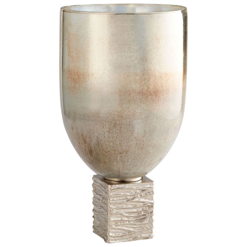 Cyan Design - Tassilo Vase in Nickel and Ocean Glass - Large - 09771