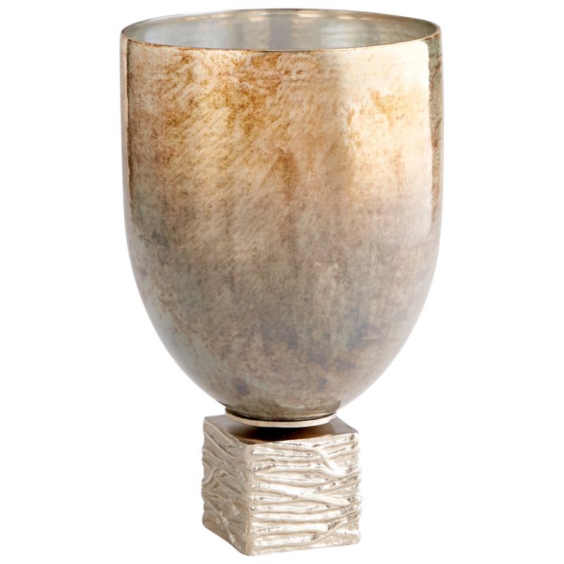Cyan Design - Tassilo Vase in Nickel and Ocean Glass - Small - 09770