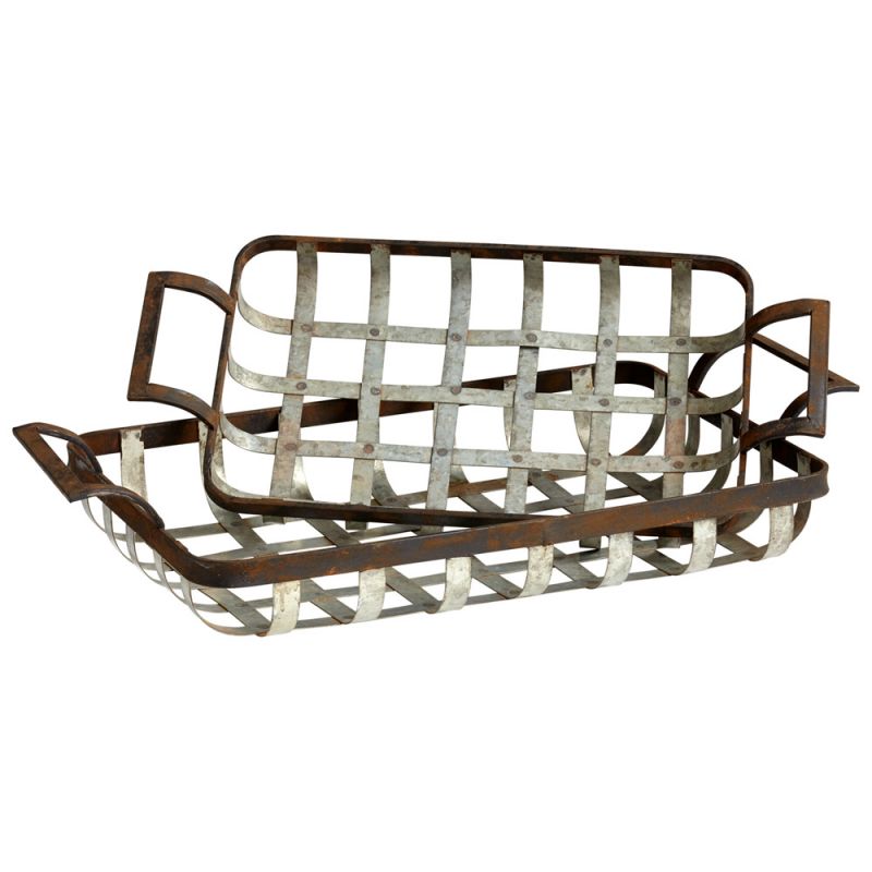 Cyan Design - Waffle Trays in Rustic Ash - 06647 - CLOSEOUT