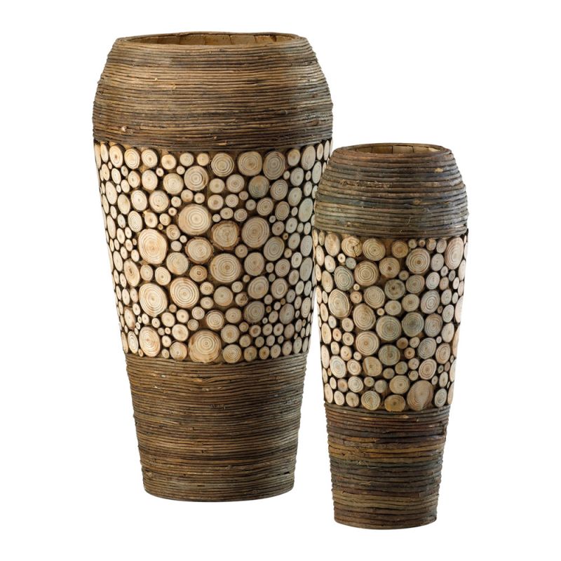 Cyan Design - Wood Slice Oblong Containers in Birchwood and Walnut - 02520