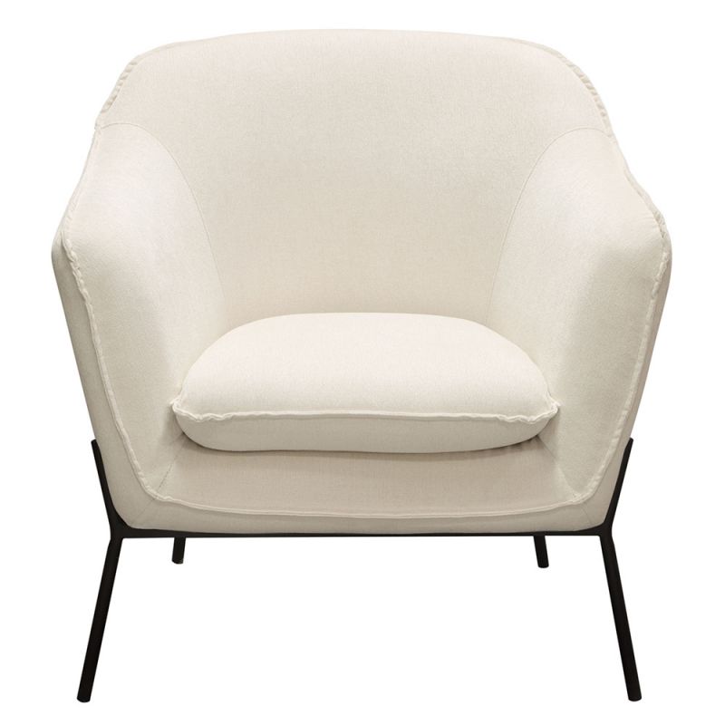 Diamond Sofa - Status Accent Chair in Cream Fabric with Black Powder Coated Metal Leg - STATUSCHCR