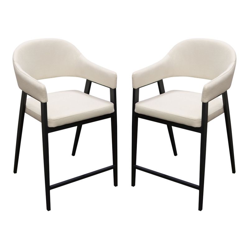 Diamond Sofa - Adele Counter Height Chairs in Cream Fabric w/ Black Powder Coated Metal Frame (Set of 2) - ADELESTCM2PK