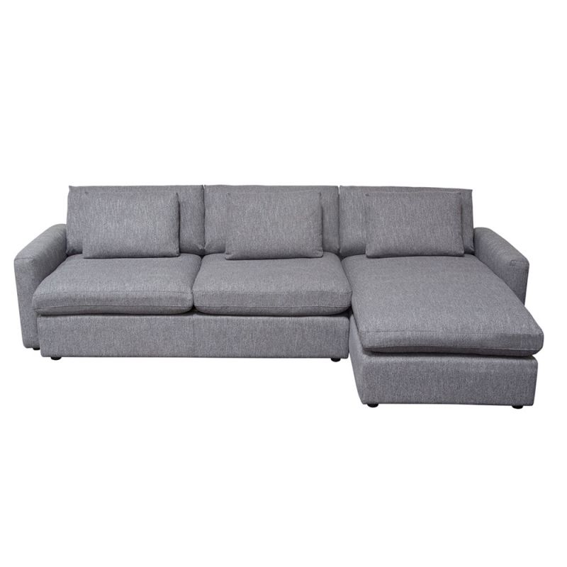 Diamond Sofa - Arcadia 2PC Reversible Chaise Sectional w/ Feather Down Seating in Grey Fabric - ARCADIAGR2PC