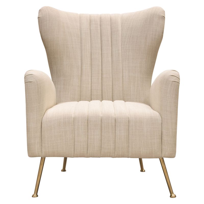 Diamond Sofa - Ava Chair in Sand Linen Fabric w/ Gold Leg - AVACHSD