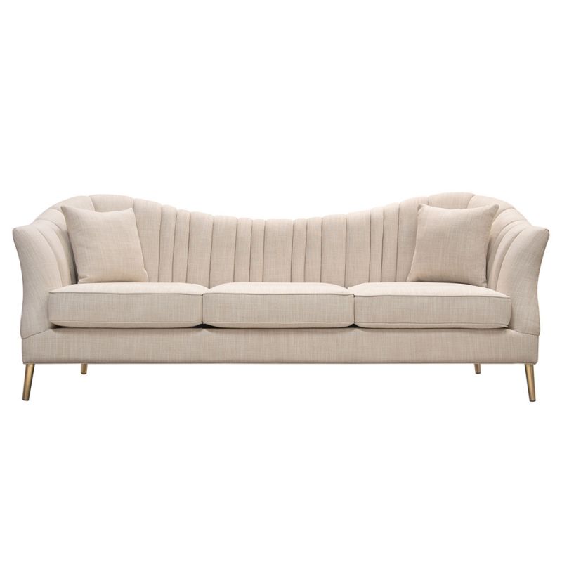 Diamond Sofa - Ava Sofa in Sand Linen Fabric w/ Gold Leg - AVASOSD