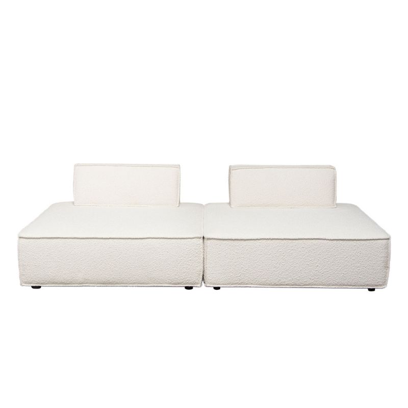 Diamond Sofa - Cara 2-Piece Square Modular Lounger in Ivory Boucle Fabric w/ Moveable, Non-Skid Backrest - CARALGIV2PC