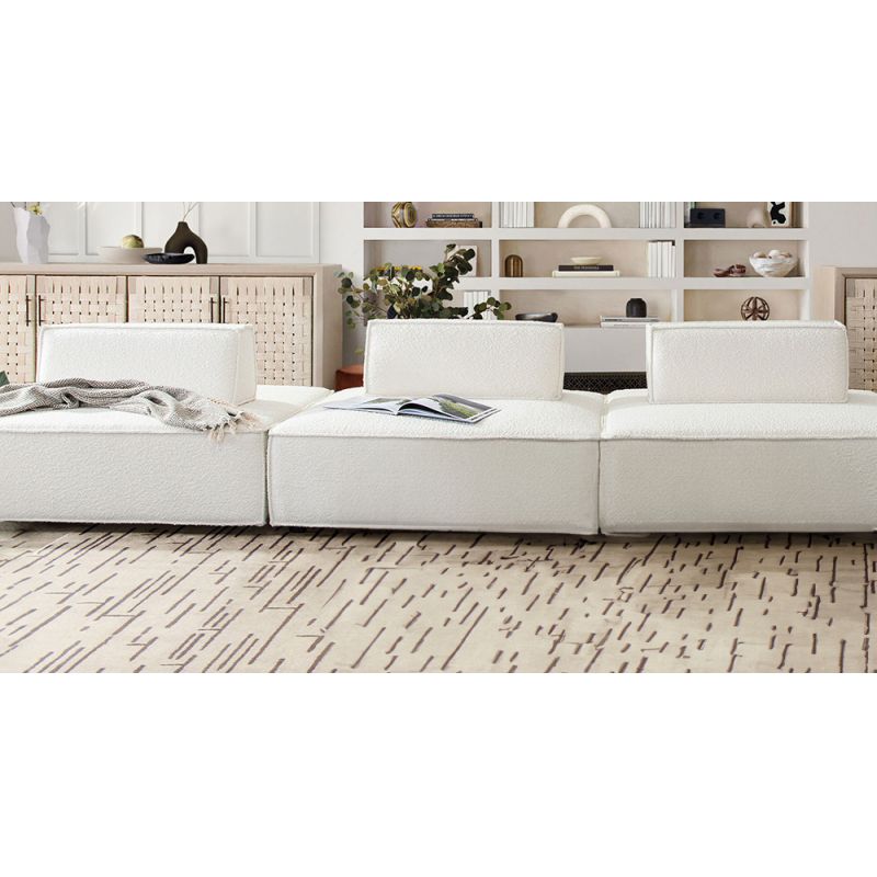 Diamond Sofa - Cara 3-Piece Square Modular Lounger in Ivory Boucle Fabric w/ Moveable, Non-Skid Backrest - CARALGIV3PC