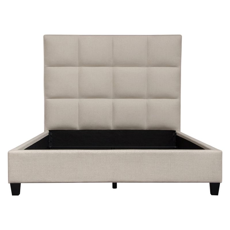 Diamond Sofa - Devon Grid Tufted Queen Bed in Sand Fabric - DEVONQUBEDSD