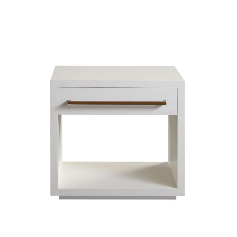 Diamond Sofa - Encore Solid Mango Wood 1-Drawer End Table in White Finish w/ Gold Metal Handle - ENCOREETWH