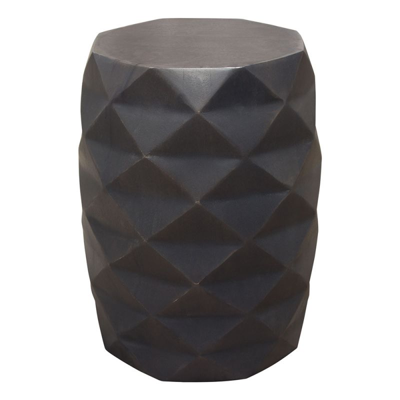 Diamond Sofa - Fig Solid Mango Wood Accent Table in Grey Finish w/ Geometric Motif - FIGETGR