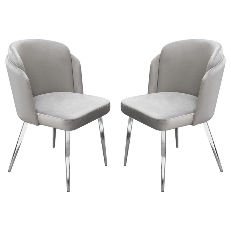 Diamond Sofa - Grace Dining Chairs in Grey Velvet w/ Chrome Legs (Set of 2) - GRACEDCGR2PK