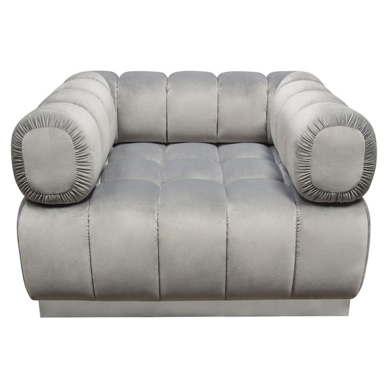 Diamond Sofa - Image Low Profile Chair in Platinum Grey Velvet w/ Brushed Silver Base - IMAGECHGR