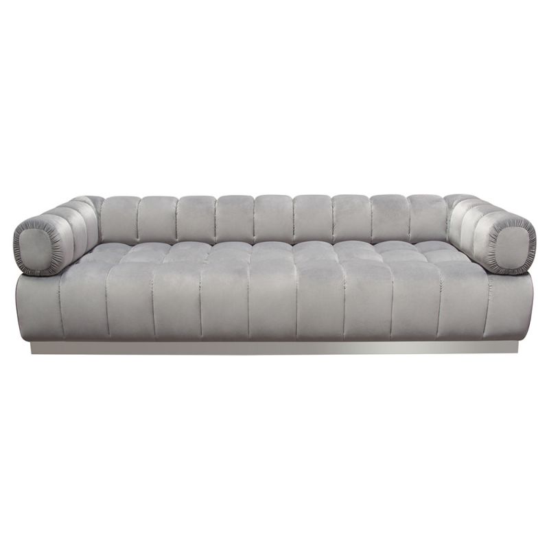 Diamond Sofa - Image Low Profile Sofa in Platinum Grey Velvet w/ Brushed Silver Base - IMAGESOGR_CLOSEOUT