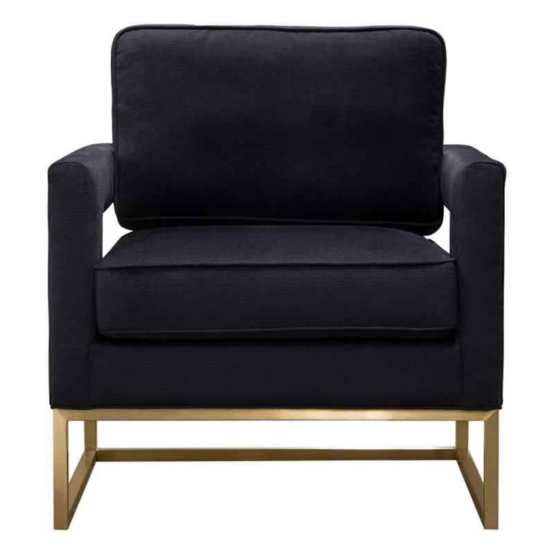 Diamond Sofa - Lake Accent Chair in Black Performance Fabric w/ Brushed Gold Metal Base - LAKECHBL_CLOSEOUT